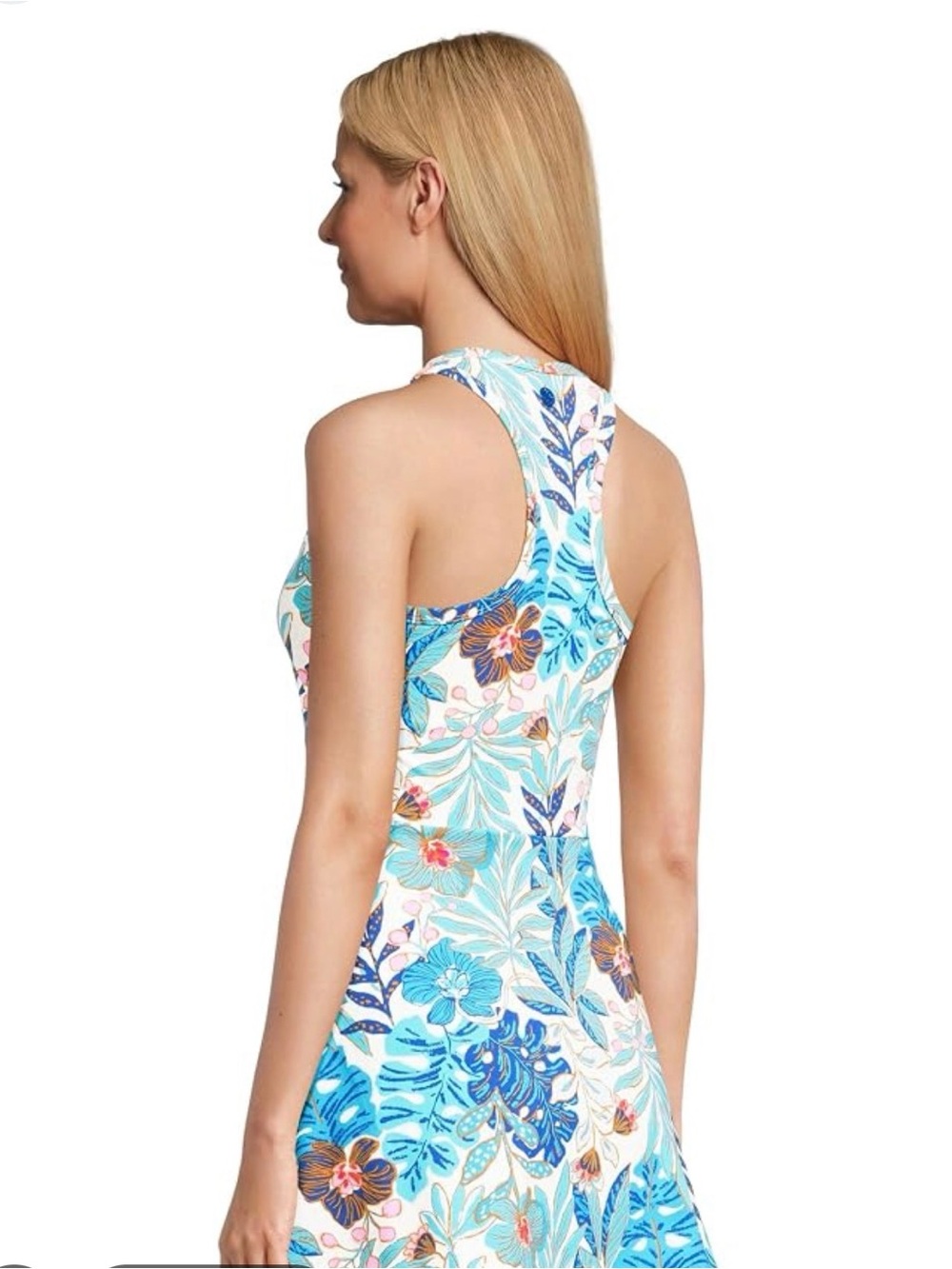 Lilly Pulitzer Blue & White Tropical  Luxletic dress with matching shorts. - Picture 2 of 7